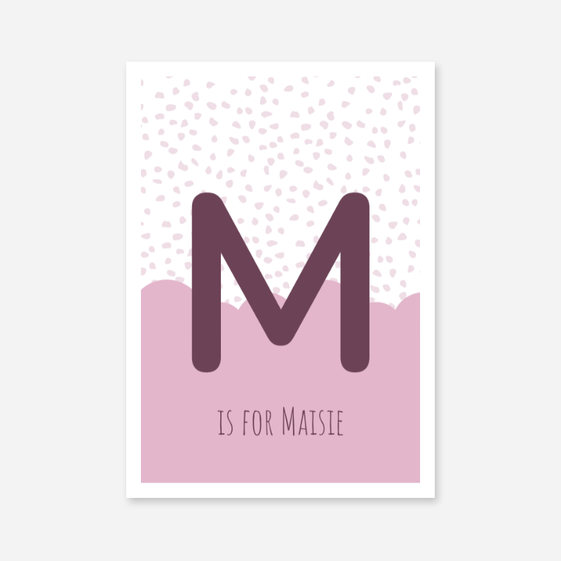 M is for Maisie pink nursery baby room initial name print free downloadable wall art print
