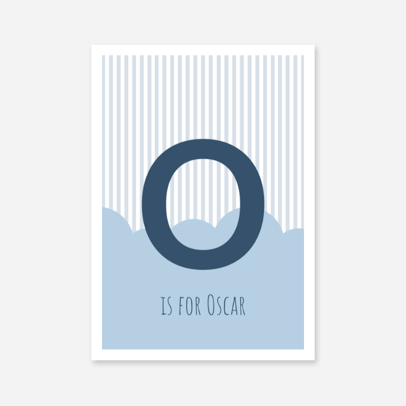 O is for Oscar blue nursery baby room initial name print free downloadable wall art print