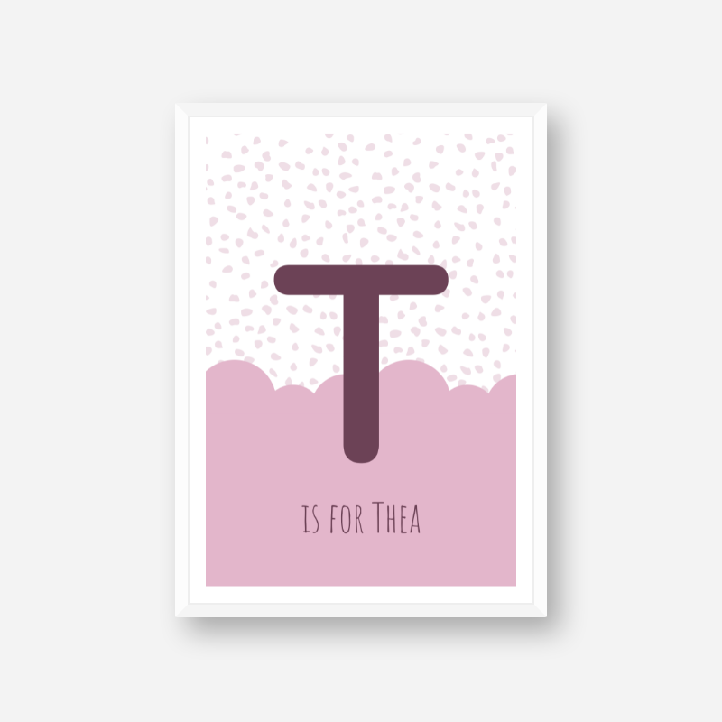 T is for Thea pink nursery baby room initial name print free downloadable wall art print