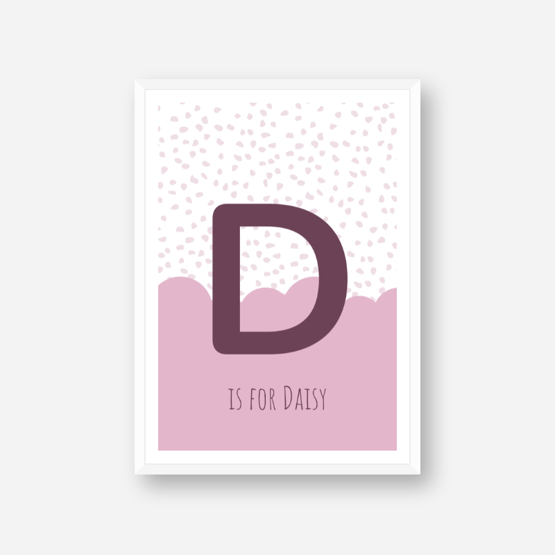 D is for Daisy pink nursery baby room initial name print free downloadable wall art print