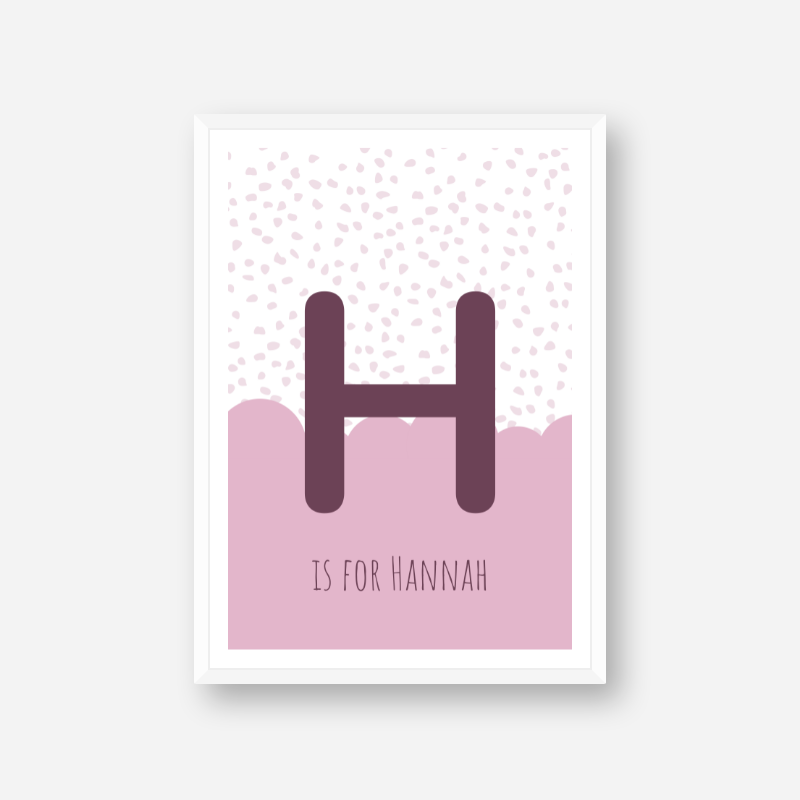 H is for Hannah pink nursery baby room initial name print free downloadable wall art print
