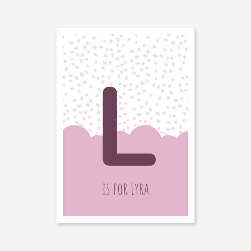 L is for Lyra pink nursery baby room initial name print free downloadable wall art print