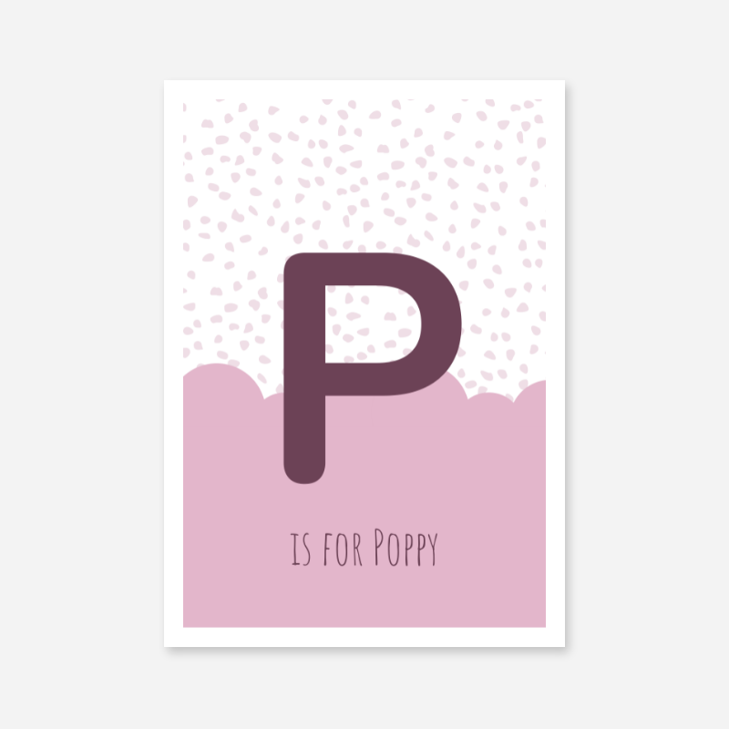P is for Poppy pink nursery baby room initial name print free wall art to print at home