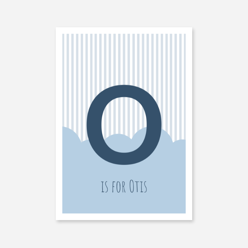 O is for Otis blue nursery baby room initial name print free artwork to print at home