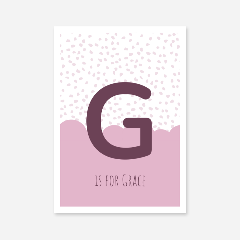 G is for Grace pink nursery baby room initial name print free wall art to print at home