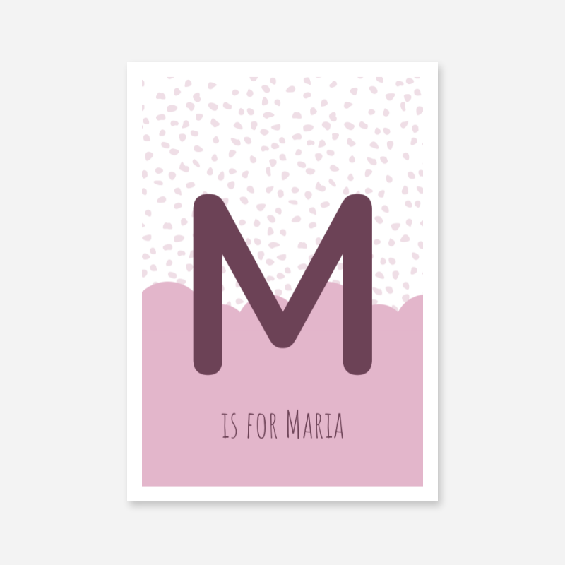M is for Maria pink nursery baby room initial name print free wall art to print at home