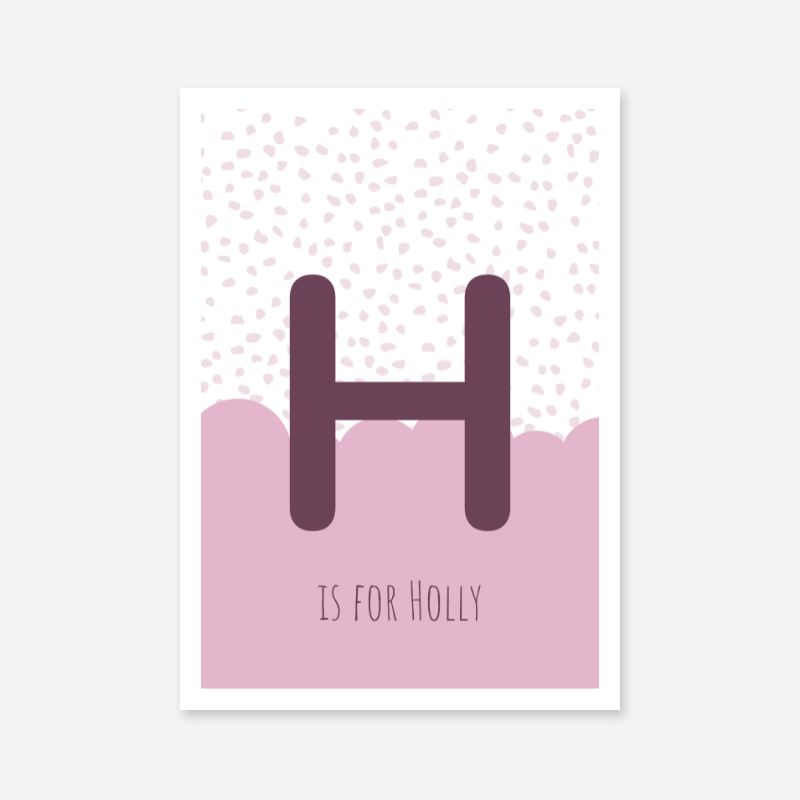 H is for Holly pink nursery baby room initial name print free wall art to print at home