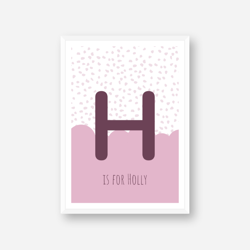 H is for Holly pink nursery baby room initial name print free wall art to print at home