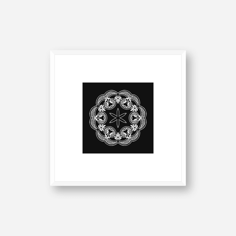 Abstract floral pattern with black background minimalist printable wall art, digital print