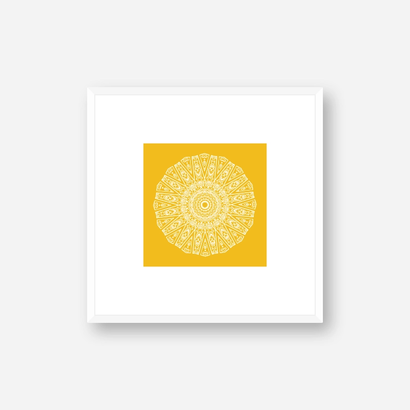Abstract circle pattern with yellow background minimalist printable wall art, digital print