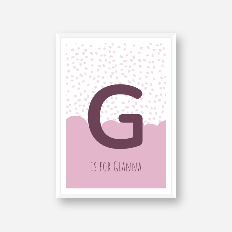 G is for Gianna pink nursery baby room initial name print free wall art to print at home