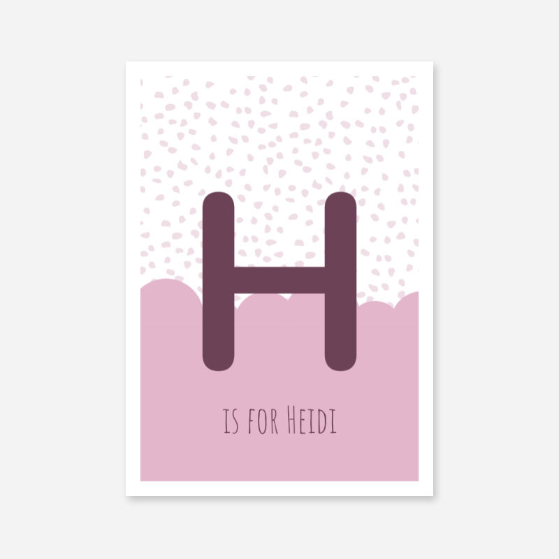 H is for Heidi pink nursery baby room initial name print free wall art to print at home