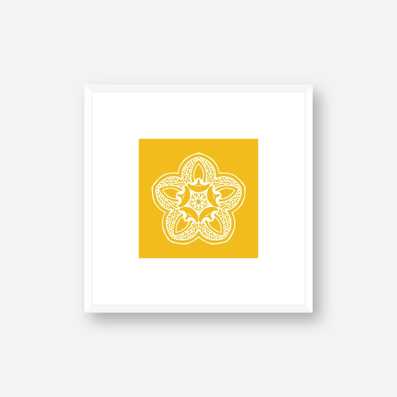Abstract floral pattern with yellow background minimalist downloadable printable wall art, digital print