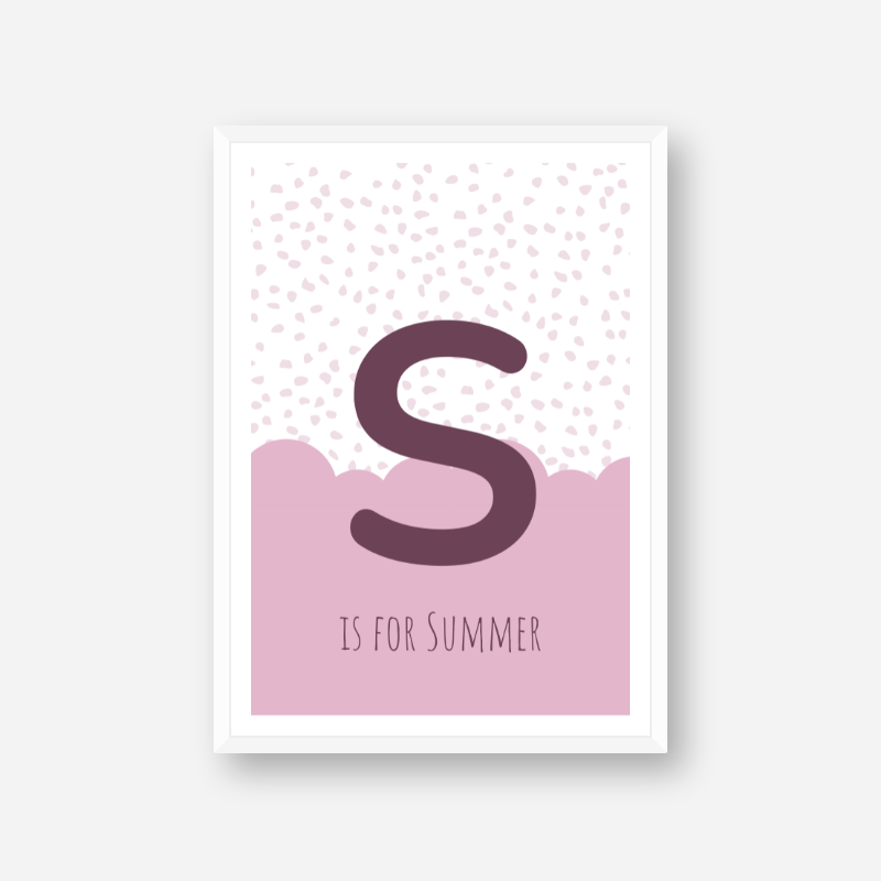 S is for Summer pink nursery baby room initial name print free wall art to print at home