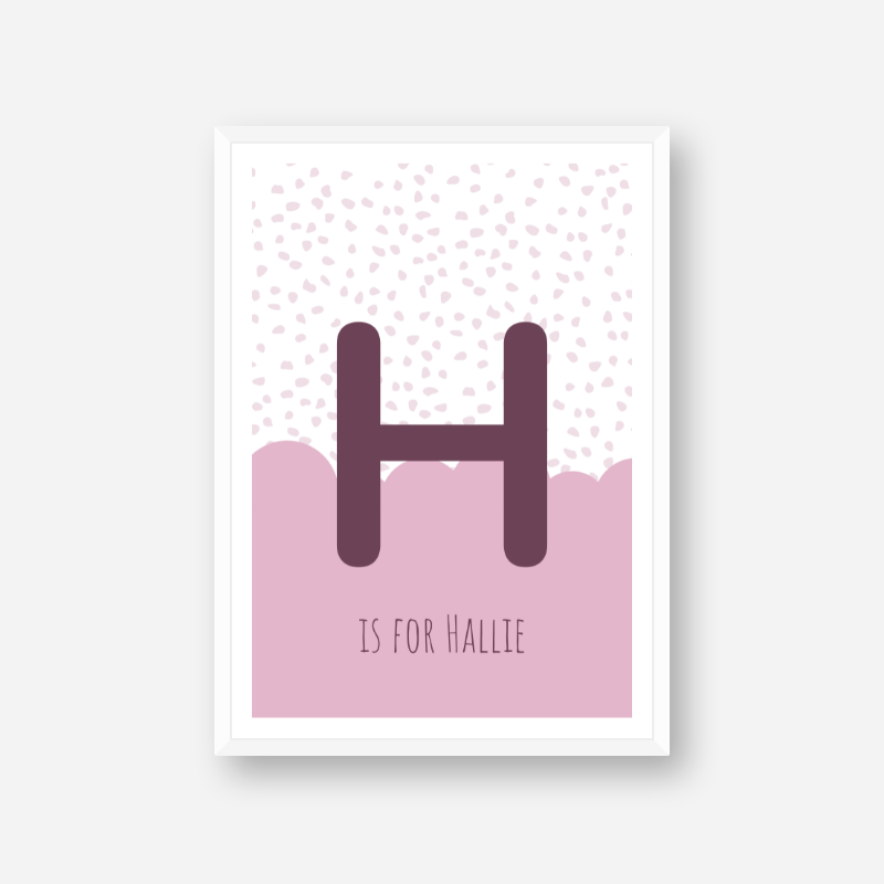 H is for Hallie pink nursery baby room initial name print free wall art to print at home