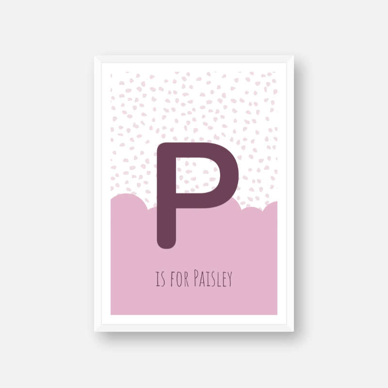 P is for Paisley pink nursery baby room initial name print free wall art to print at home