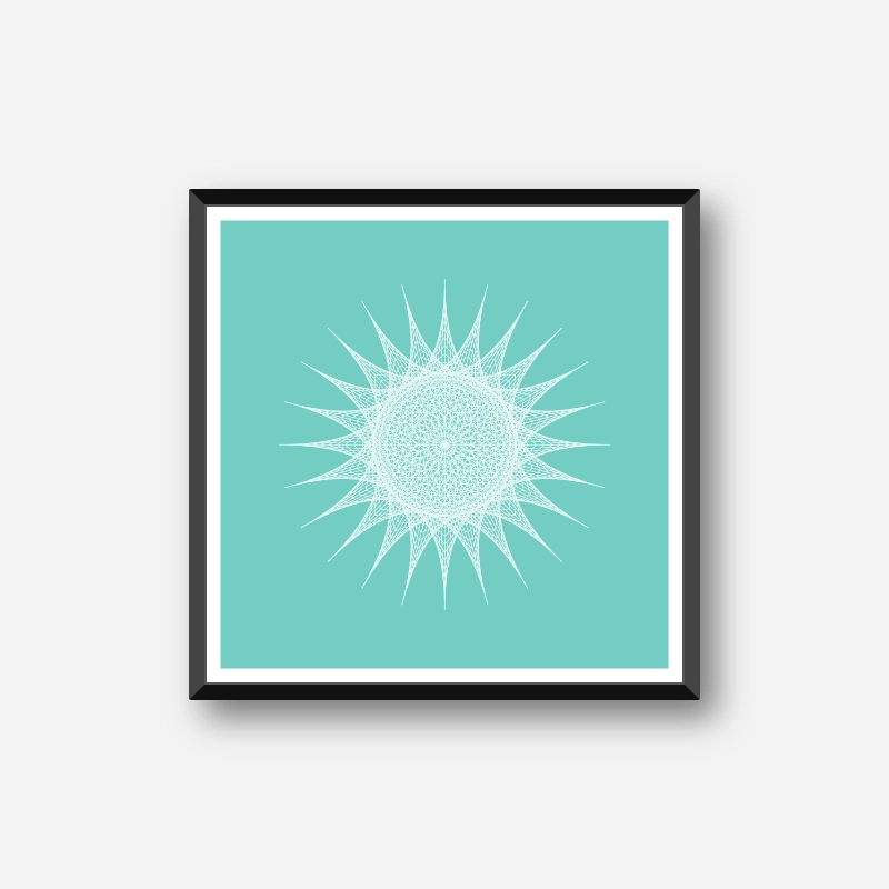 Abstract geometric sun pattern with light green background minimalist downloadable printable wall art, digital print