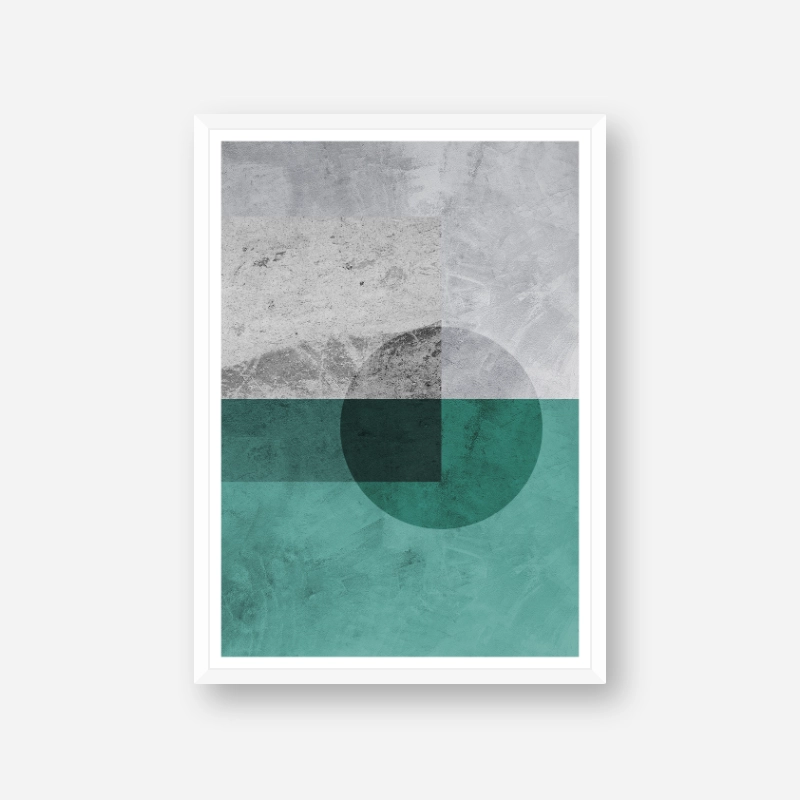Black transparent circle with grey and teal concrete background downloadable free printable wall art, digital print