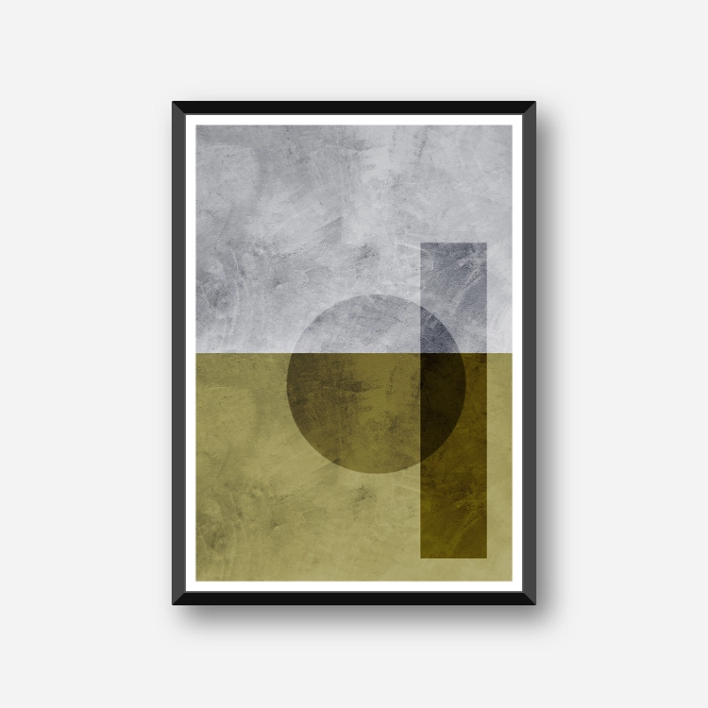 Black transparent circle and rectangle with grey and green concrete background downloadable free printable wall art, digital print