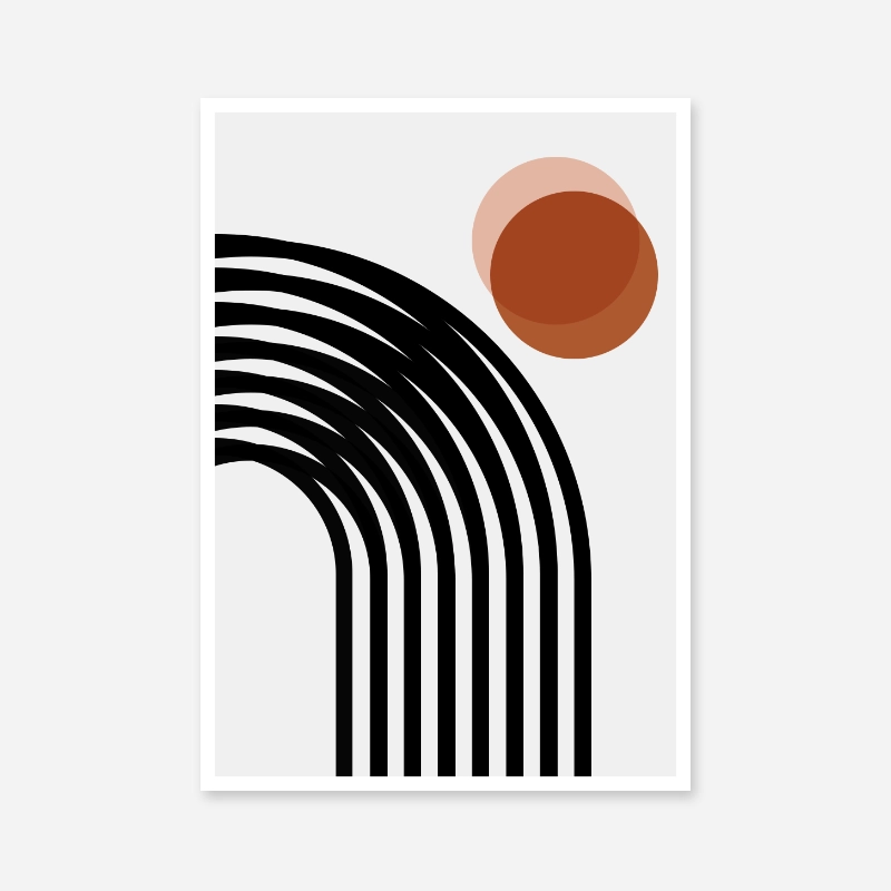 Red circles with black lines geometric minimalist downloadable free printable wall art, digital print