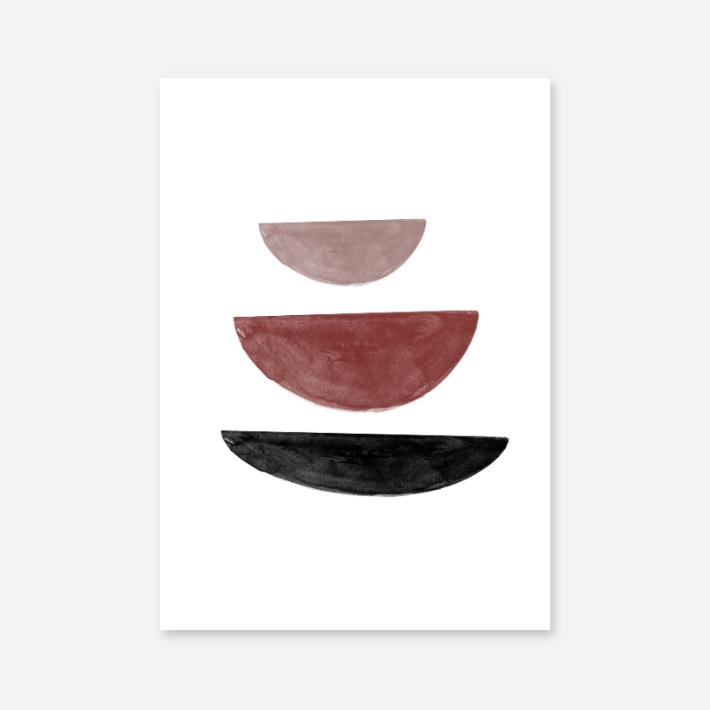 Black and red watercolour abstract shapes downloadable wall art, digital print