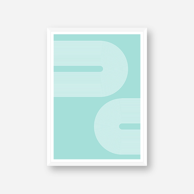 Concentric curvy white lines with light teal background geometric downloadable free printable, digital print