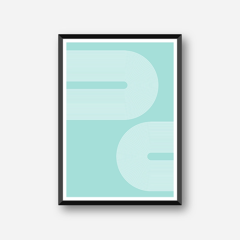 Concentric curvy white lines with light teal background geometric downloadable free printable, digital print