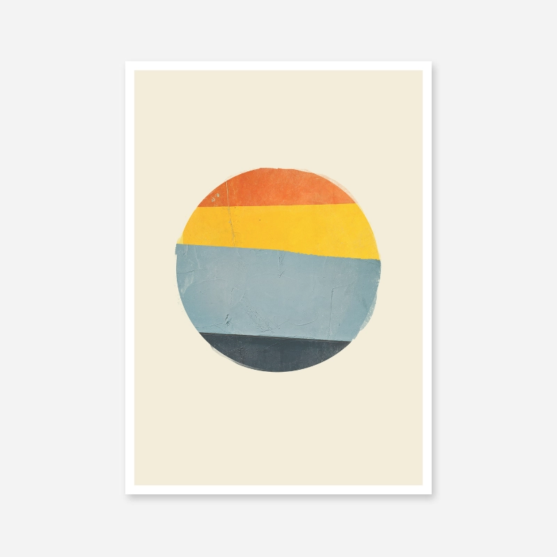 Red yellow and blue striped ball like design with concrete painted wall texture free downloadable printable wall art, digital print