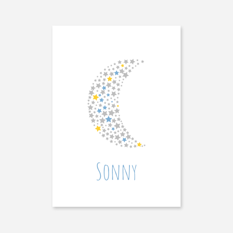 Sonny name free downloadable printable nursery baby room kids room art print with stars and moon