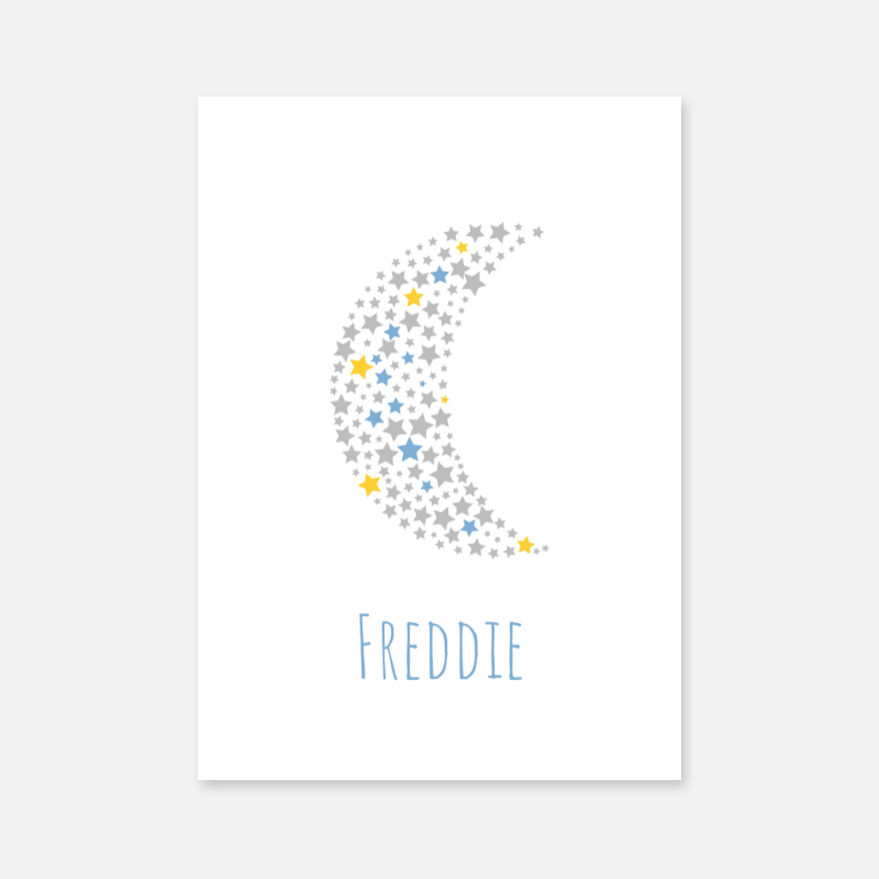 Freddie name free downloadable printable nursery baby room kids room art print with stars and moon