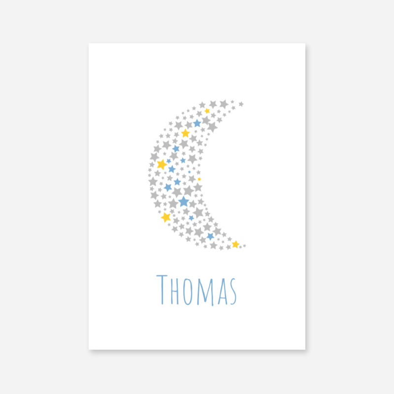 Thomas name free downloadable printable nursery baby room kids room art print with stars and moon