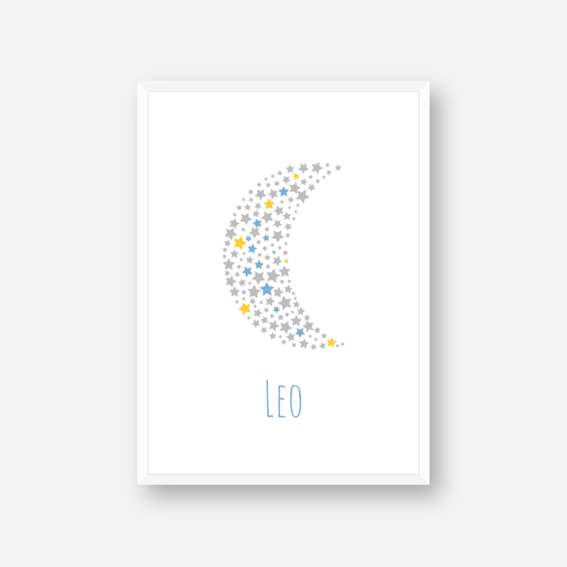 Leo name free downloadable printable nursery baby room kids room art print with stars and moon