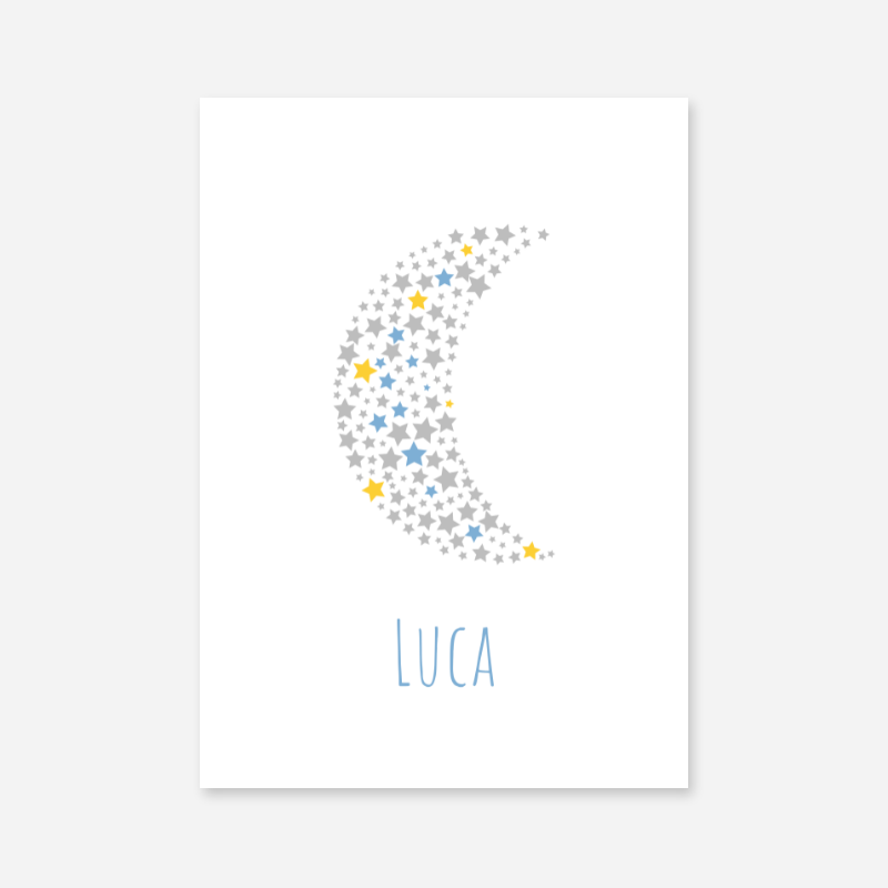 Luca name free downloadable printable nursery baby room kids room art print with stars and moon
