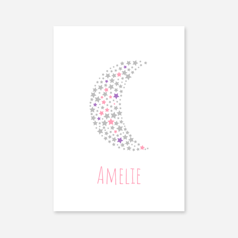 Amelie name downloadable printable nursery baby room kids room art print with stars and moon