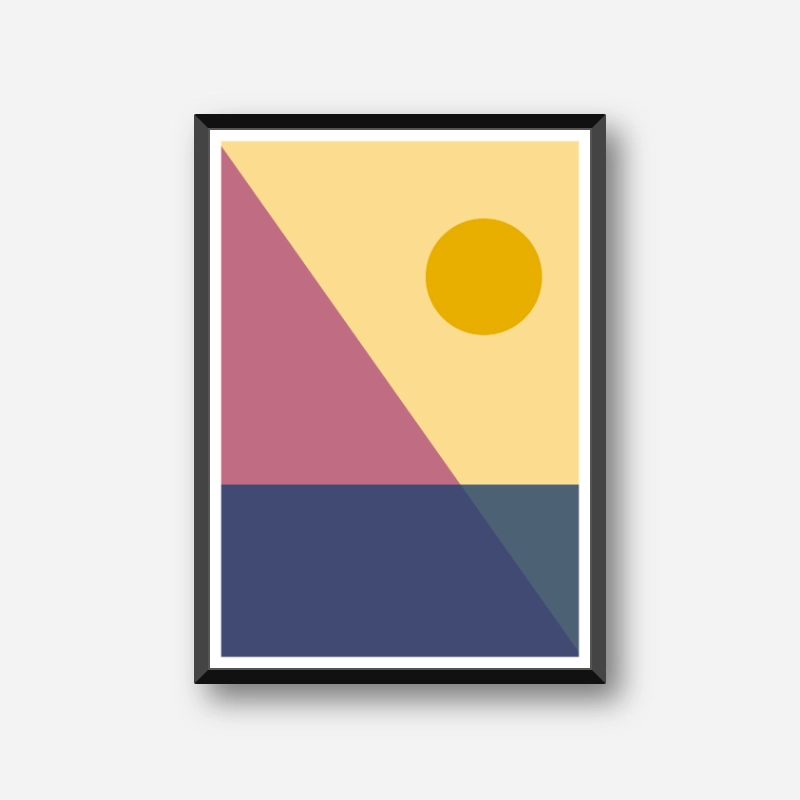 Yellow purple blue pink triangle rectangle circle geometric abstract minimalist free downloadable printable wall art, digital print