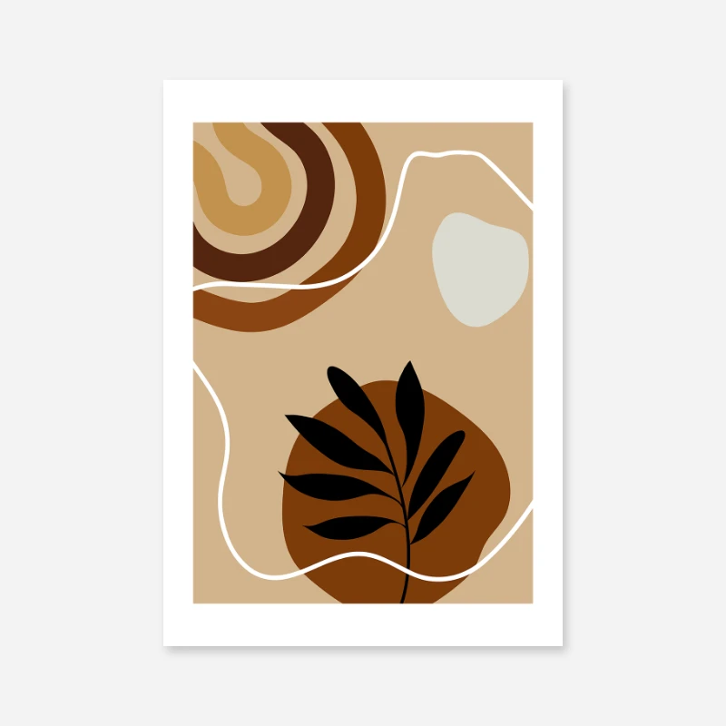 Orange brown white green abstract boho minimalist free downloadable art print set of two