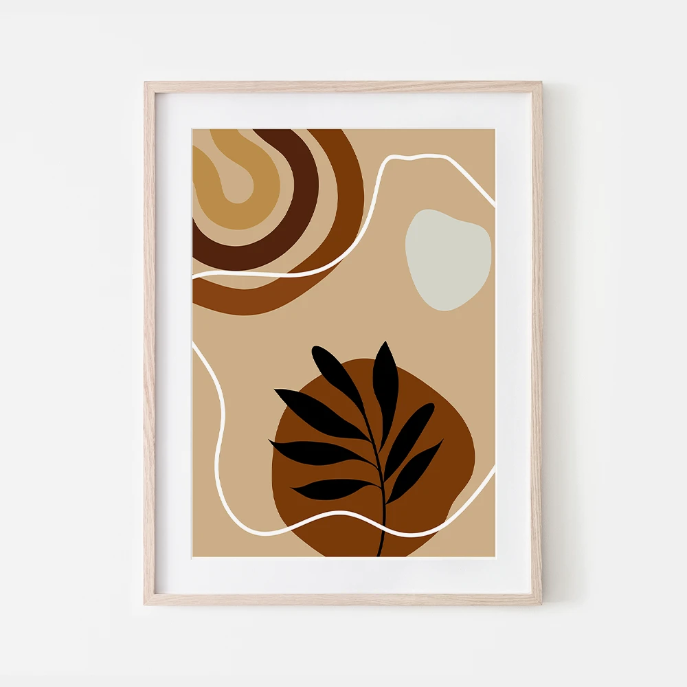 Orange brown white green abstract boho minimalist free downloadable art print set of two
