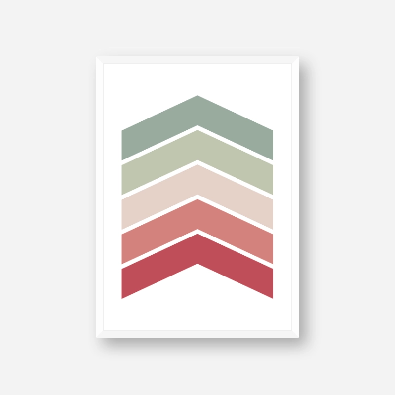 Red light red green and light green chevrons colour swatch Scandinavian Nordic style minimalist free downloadable printable wall art, digital print